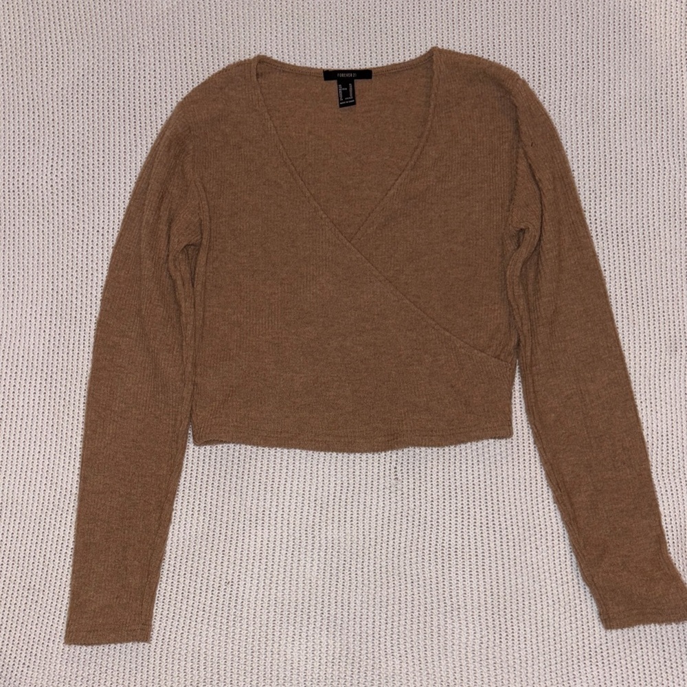 Forever 21 Brown Wrap Blouse